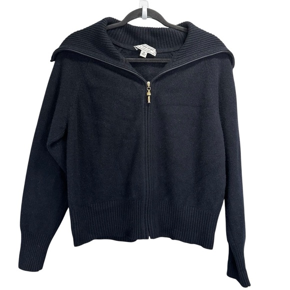 St. John Sport Full Zip Shawl Collar Cashmere Sweater - Picture 2 of 7